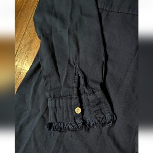 NEW Zilcremo Womens Navy SHIRT DRESS Lrg Solid Blue Collared Button Long Sleeve - Picture 5 of 15